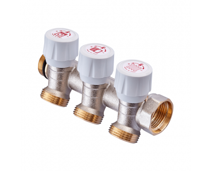 Регулировочный коллектор с вентилями Roho R809-03 3/4"x3/4" EK 3 выхода (RO0250) 
