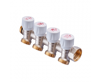 Регулировочный коллектор с вентилями Roho R809-04 3/4"x3/4" EK 4 выхода (RO0251) 