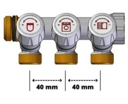 Регулировочный коллектор с вентилями Roho R809-02 3/4"x3/4" EK 2 выхода (RO0249) 