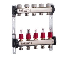 Коллектор теплого пола ROHO R804-05 1"х5 выхода