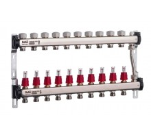Коллектор теплого пола с байпасом ROHO R814-10 1"х 3/4"ЕК AISI304