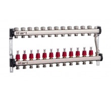 Коллектор теплого пола с байпасом ROHO R814-12 1"х 3/4"ЕК AISI304