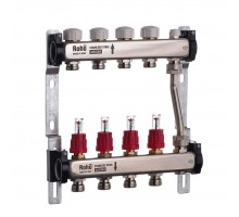 Коллектор теплого пола с байпасом ROHO R814-04 1"х 3/4"ЕК AISI304
