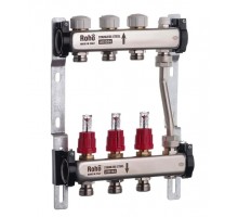 Коллектор теплого пола с байпасом ROHO R814-03 1"х 3/4"ЕК AISI304