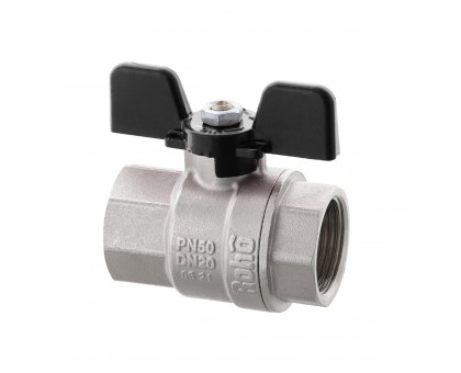 Кран кульовий ROHO 1/2" В/В DN 15 мм (R100-050B) чорна ручка метелик