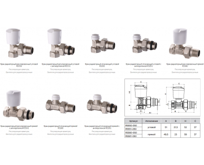 Комплект кранов радиаторных угловых ROHO 1/2" R5550-050/R5250-050 