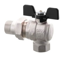 Кран угловой с американкою Roho R106-050B 1/2" (RO0113) ручка бабочка черная