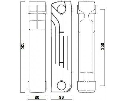 Радиатор биметаллический секционный QUEEN THERM 350/96