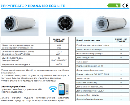 Рекуператор PRANA 150 ECO LIFE