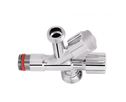 Приладовий кран кутовий подвійний Thermo Alliance Forte 1/2"Зх1/2"Зх3/4"З TAF187W151520 хром