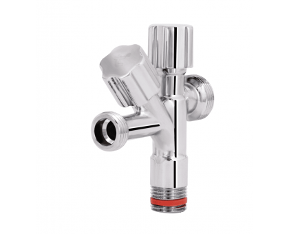 Приладовий кран кутовий подвійний Thermo Alliance Forte 1/2"Зх1/2"Зх3/4"З TAF187W151520 хром
