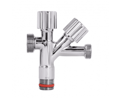Приладовий кран кутовий подвійний Thermo Alliance Forte 1/2"Зх1/2"Зх3/4"З TAF187W151520 хром