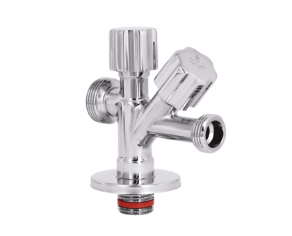 Приладовий кран кутовий подвійний Thermo Alliance Forte 1/2"Зх1/2"Зх3/4"З TAF187W151520 хром