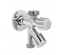 Кран приладовий кутовий подвійний Thermo Alliance Forte 1/2"Зх1/2"Зх3/4"З TAF187W151520 хром