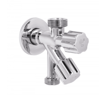 Кран приборный угловой двойной Thermo Alliance Forte 1/2"Нх1/2"Нх3/4"Н AF187W151520 хром