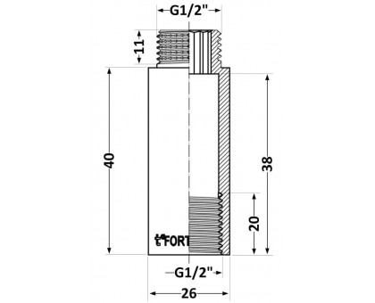 Подовжувач хромований Thermo Alliance Forte 1/2" НВ 40 мм (TAF1301540)