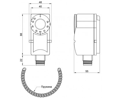 Термостат накладной с пружиной SD Plus 0-90°С (SD349)