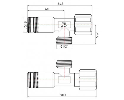 Приладовий кутовий кран Thermo Alliance Forte 1/2" ЗЗ хром TAF341W1515 вентильний