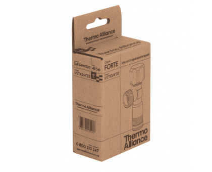 Приладовий кутовий кран Thermo Alliance Forte 1/2"З×3/4"З хром TAF341W1520 вентильний 