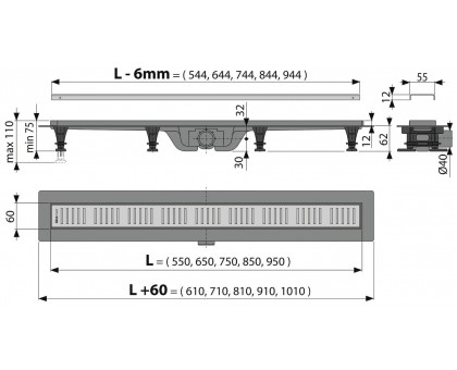 Водосточный желоб AlcaPlast APZ10-550 Simple