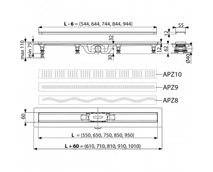Водосточный желоб AlcaPlast APZ10-550 Simple