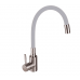 Haiba SUS 011 (HB3890) ﻿смеситель для кухни из нержавеющей стали с высоким гибким серым силиконовым изливом 
