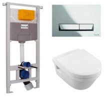 Комплект инсталляции IMPRESE i8120 + унитаз VILLEROY&BOCH + сиденье + клавиша 5684HR01+i8120