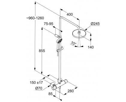 Душевая стойка Kludi Logo Dual Shower System 6808239-00  с термостатом черный мат