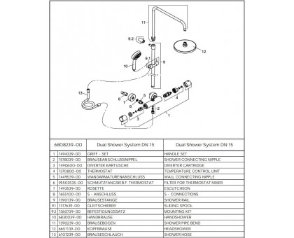 Душевая стойка Kludi Logo Dual Shower System 6808239-00  с термостатом черный мат