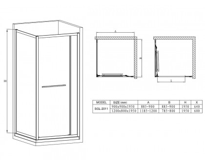 Душевая кабина Mixxus Premium Quadro SC01-120x80x195-TR Chrome (MI8291) стекло 6 мм