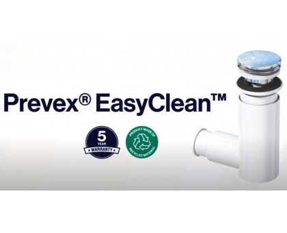 Сифон Prevex Easy Clean D40 клик-клак хром пластик с переливом телескопический