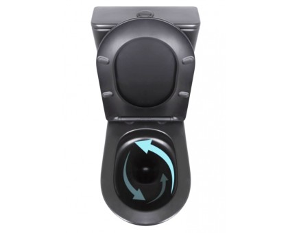 Напольный унитаз компактный Qtap Robin Ultra Quiet, Matt Black, QT13226083AMB