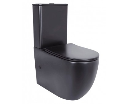 Напольный унитаз компактный Qtap Robin Ultra Quiet, Matt Black, QT13226083AMB