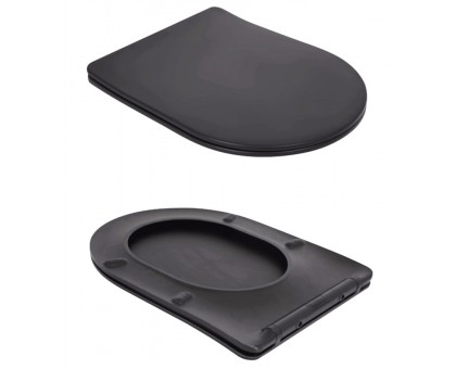Напольный унитаз компактный Qtap Robin Ultra Quiet, Matt Black, QT13226083AMB