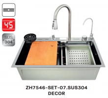 Мойка кухонная многофункциональная ZERIX ZH7546-SET-07.SUS304 DECOR