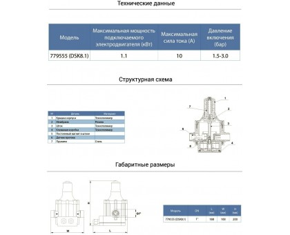 Электронная ﻿защита сухого хода AQUATICA 1.1 кВт Ø1" (779555)
