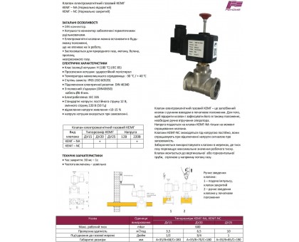 Газовый клапан электромагнитный КЕМГ NA DN15 220V