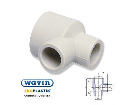 Тройник редукционный двухсторонний WAVIN Ekoplastik 25х20х20 STKR0252020