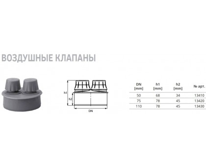 Повітряний каналізаційний клапан Magnaplast HTplus 75 (13420)