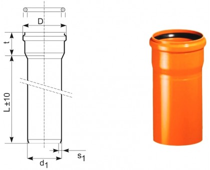 Зовнішня каналізаційна труба Magnaplast KGEM 110x3,2 L500 SN8 (20005)  