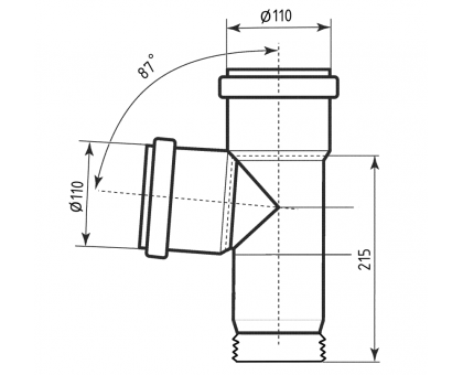 Канализационный вставной ﻿тройник Ostendorf-OSMA HT-System PLUS Ø110/110/87,5×87°C 115740