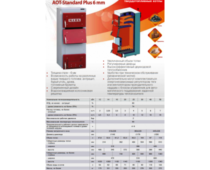Твёрдотопливный котёл Маяк АОТ-14 STANDARD PLUS 6 мм