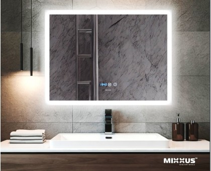 Зеркало Mixxus Flat MR04 100x60 см (MI6008) LED Touch, Anti-fog, димер, часы