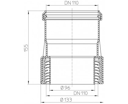 Перехідник HL9/1 DN110 ПП/ПВХ на чавун