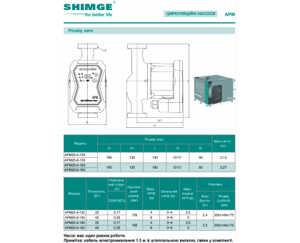 Циркуляционный насос SHIMGE АРМ 25-6-130