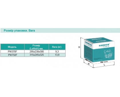 Насосна станція SHIMGE PW370F 0,37 кВт, Нmax 36 м, Qmax 40 л/хв