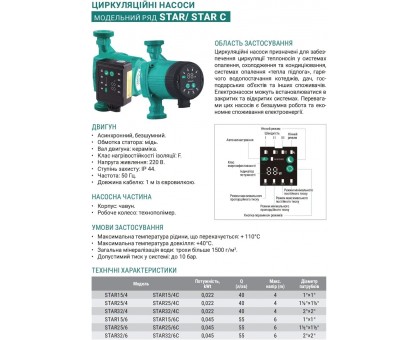 Циркуляционный насос Taifu Star 25/4A/130 22 Вт (TF0053) энергосберегающий 