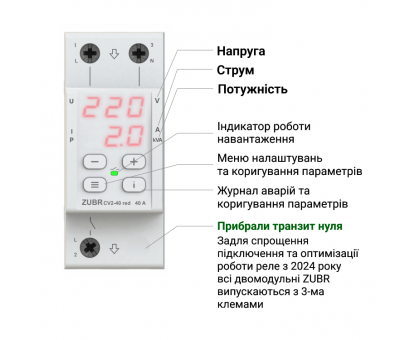 Реле напряжения ZUBR CV2-50 А red (4820120221729)