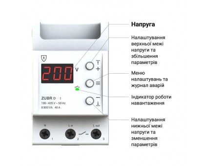 Реле напряжения ﻿ZUBR D32 однофазное 32 А
