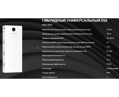 Универсальный гибридный комплект LIVOLTEK ALL-IN-ONE ESS iPower HES1-3KS2/HES1-1K5/3KL2